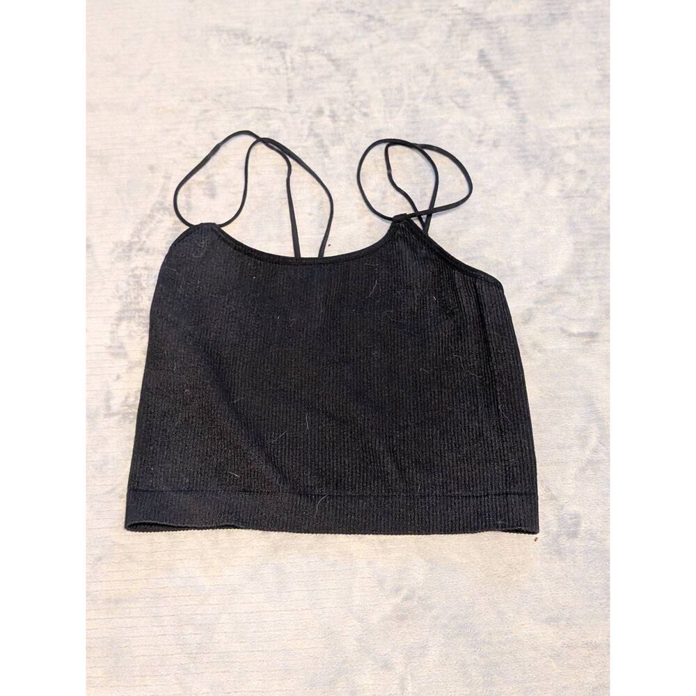Colsie Size S Black Seamless Ribbed Crop Tank Top